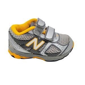 New Balance 633 Toddler 2 Gray Yellow Running Shoes Hook & Loop Lightweight‎